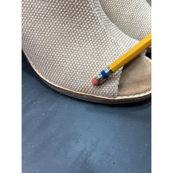 Toms Womens Peep-Toe Ankle Booties With Block Heel In Textured Beige - Picture 3 of 9